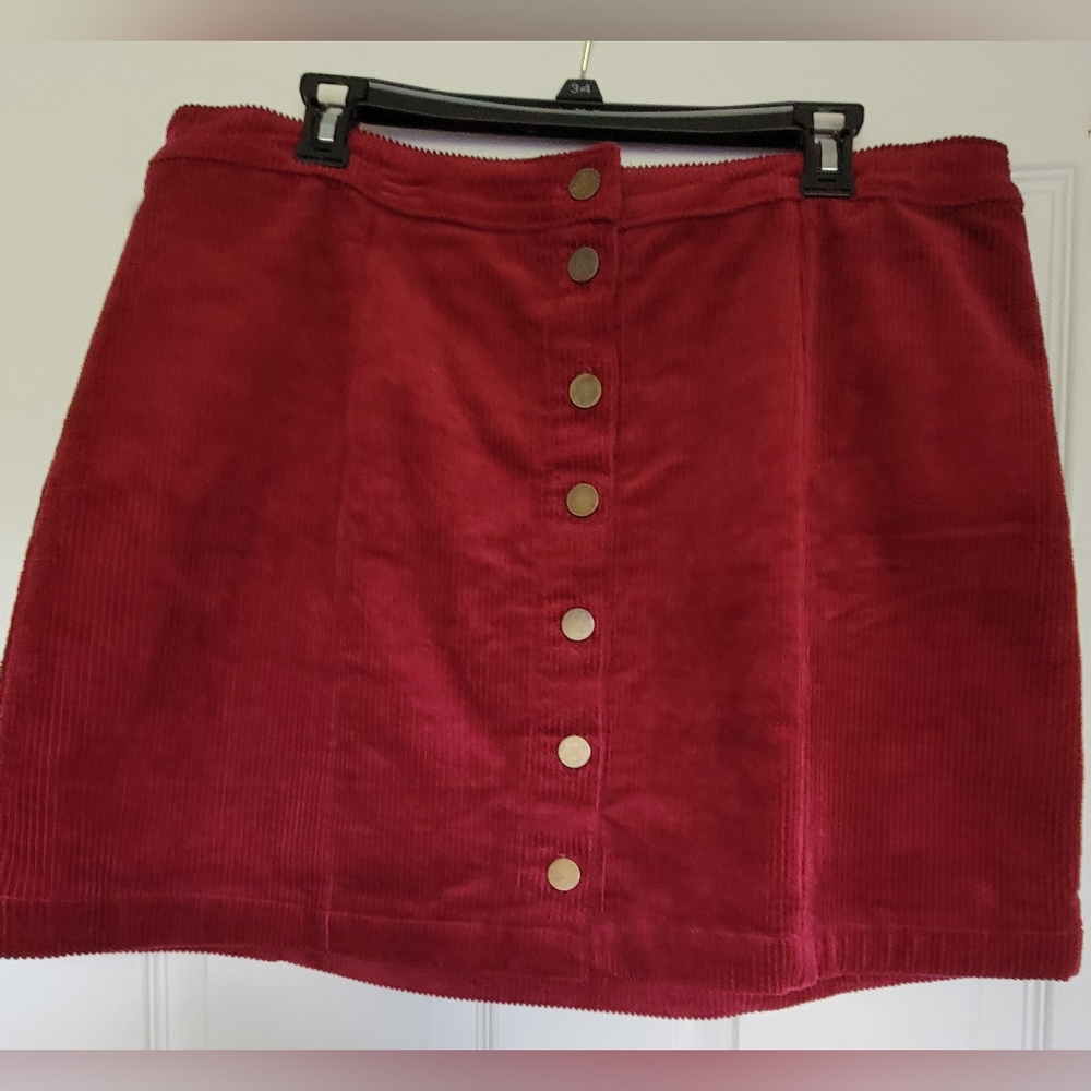 Burgundy suede mini skirt